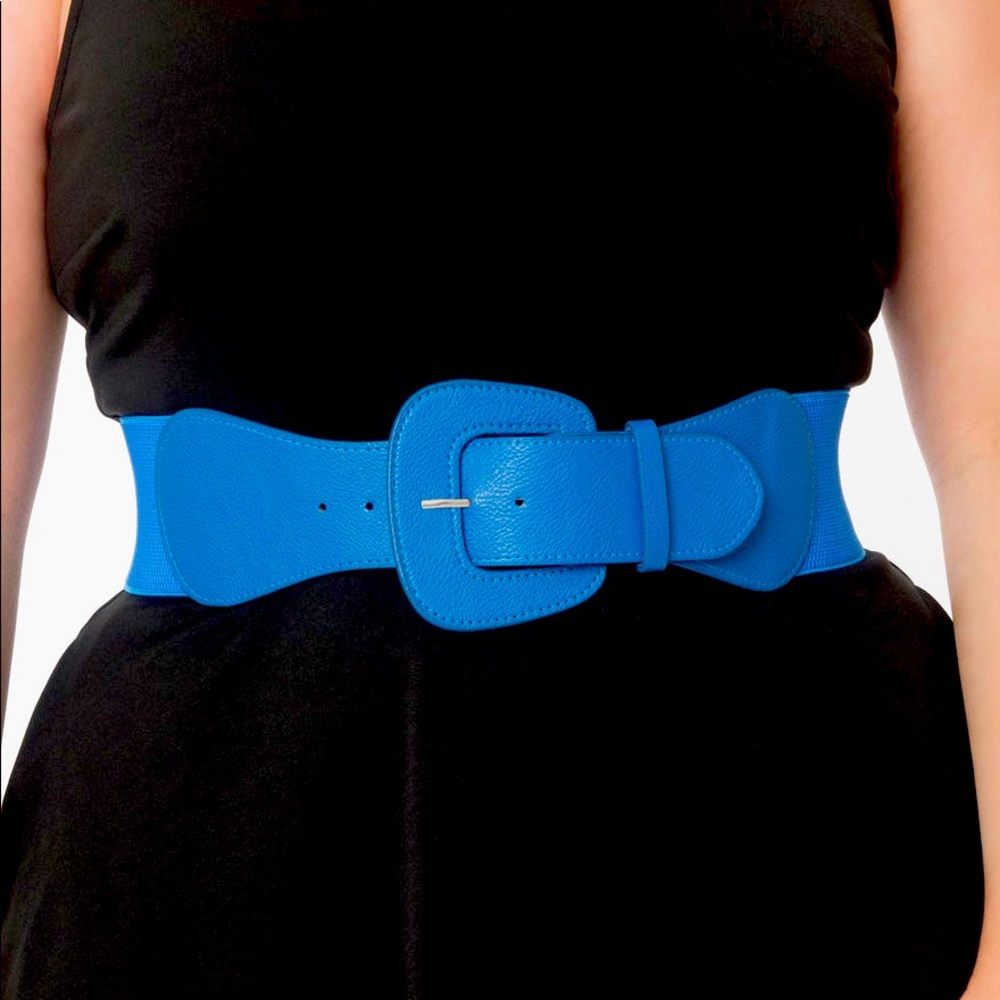 Blue Stretch Cinch Belt from Unique Vintage